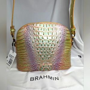 BNWT BRAHMIN "GEORGINA" VERBENA OMBRE MINI MELBOURNE GENUINE LEATHER CROSSBODY +